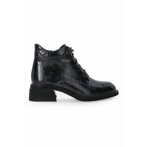 Botine din piele lacuita cu toc masiv imagine