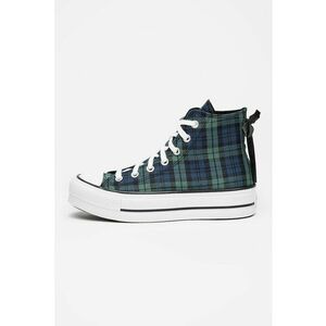 Tenisi high-cut cu model in carouri Chuck Taylor All Star Lift - Albastru inchis/Verde inchis imagine