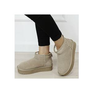 Ghete kaki deschis din piele naturala NN604 116 18315 - Kaki imagine