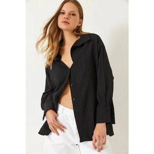 Camasa supradimensionata cu neagra - bumbac si poliester - Negru imagine