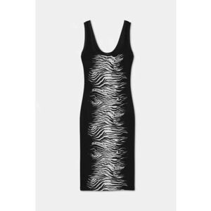 Rochie midi cu animal-print - Negru imagine