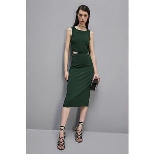 Rochie midi decupata lateral si la spate - Verde inchis imagine