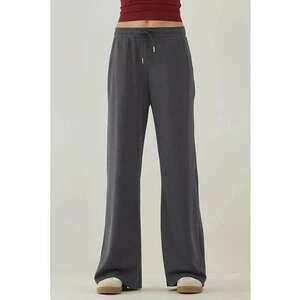 Pantaloni trening croi larg - talie inalta - gri carbune - modal - Gri carbune imagine