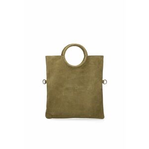 Geanta din piele intoarsa cu maner si etui interior detasabil Zelia - Verde inchis imagine