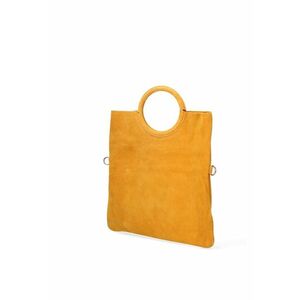 Geanta din piele intoarsa cu maner si etui interior detasabil Zelia - Galben mustar imagine