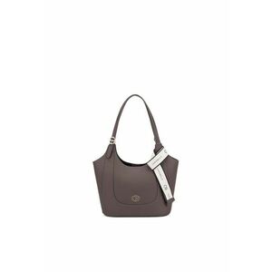 Geanta shopper din piele ecologica cu accesoriu logo - Maro inchis imagine