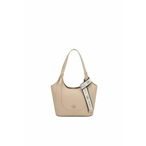 Geanta shopper din piele ecologica cu accesoriu logo - Maro imagine