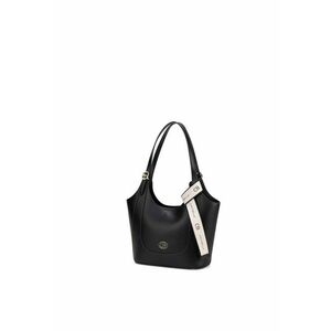Geanta shopper din piele ecologica cu accesoriu logo - Negru imagine