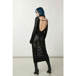 Rochie cu croiala slim din plasa cu spatele gol si fusta din jerseu inclusa - Negru imagine
