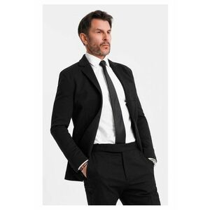Sacou SLIM din tesatura tricotata cu textura subtila OM-BLZB-0101 - Negru - Negru imagine