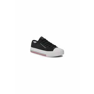 Tenisi pentru fete - Material textil - Negru/Alb imagine