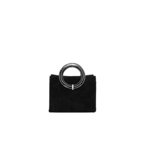 Geanta dama piele - Olivia - velur lac negru - 22x10x17 cm imagine