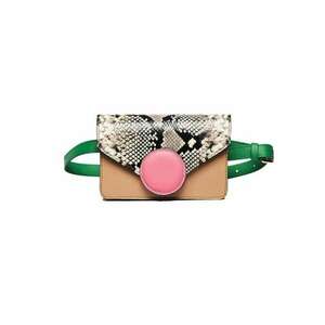 Geanta dama piele - Cora - capucino roz verde - 22x10x15 cm imagine