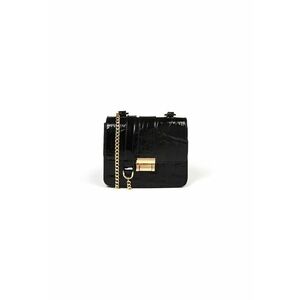 Geanta dama piele - Divya - croco lac negru - 19 x 6 x 16 cm imagine