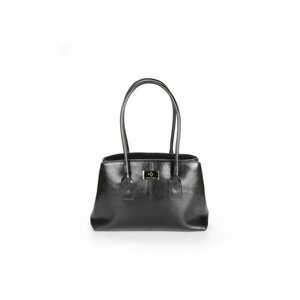 Geanta dama piele - Elisabeth 1 - negru - 34x11x23 cm imagine
