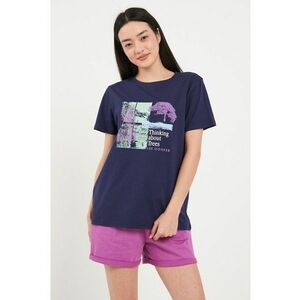 - Tricou dama cu maneca scurta si imprimeu ( Material: Bumbac - MADIEVAL BLUE - Albastru imagine