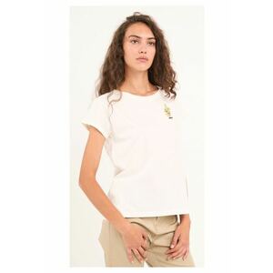 - Tricou dama cu maneca scurta si imprimeu grafic ( Material: Bumbac - STAR WHITE - Alb imagine