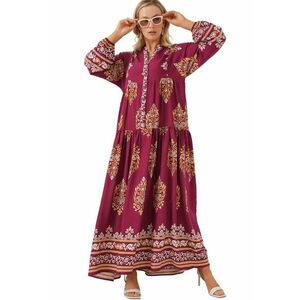 Rochie maxi dama - HiCCUP - viscoza - cu imprimeu - decolteu V - multicolor imagine