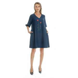 Rochie Dama - V-Neckline - cu Pictura Realizata Manual V346 imagine