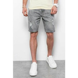 Bermude din denim cu model uni - Gri imagine