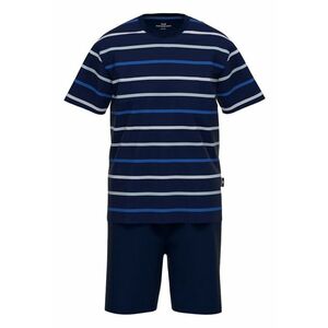 Pijama scurta cu model in dungi - Alb/Albastru imagine