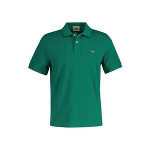 Tricou polo din bumbac pique Shield - Verde padure imagine