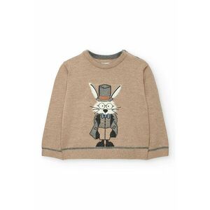 Pulover cu decolteu la baza gatului si model - Bej imagine