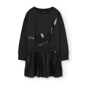 Rochie combi cu aplicatii din strasuri - Negru imagine