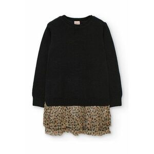 Rochie combi cu garnituri cu model - Negru/Kaki imagine