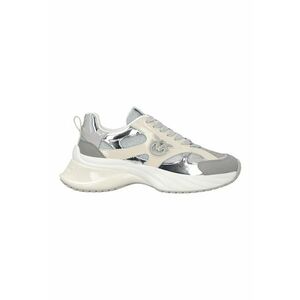 Pantofi sport de piele cu logo - Alb optic/Argintiu/Bej deschis imagine