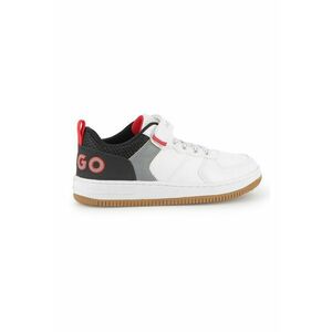 Pantofi sport low-cut de piele ecologica - Alb/Negru/Gri cenusiu imagine