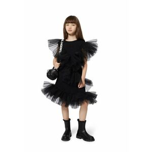 Rochie cu aplicatii din tul - Negru imagine