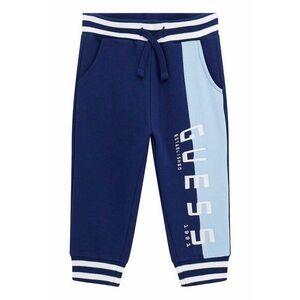 Pantaloni de trening cu snur de ajustare si broderie logo - Albastru pastel/Albastru royal/Alb optic imagine