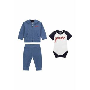 Set de hanorac cu fermoar - pantaloni si body cu logo - 3 piese - Albastru prafuit imagine