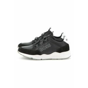 Pantofi sport din piele ecologica cu logo - Negru/Gri inchis imagine