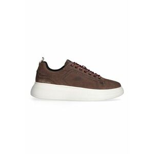 Pantofi sport wedge de piele intoarsa cu perforatii decorative - Maro imagine