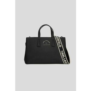 Geanta shopper de piele ecologica cu bareta detasabila cu logo - Alb fildes/Negru imagine