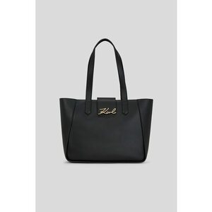 Geanta de piele cu maner si logo - Negru imagine