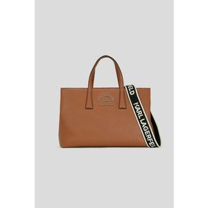 Geanta shopper de piele ecologica cu bareta detasabila cu logo - Negru/Maro scortisoara imagine