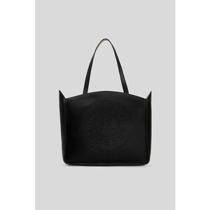 Geanta tote din piele cu logo cu perforatii - Negru imagine