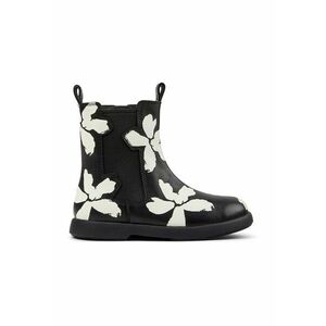 Ghete din piele cu imprimeu floral - Alb/Negru imagine