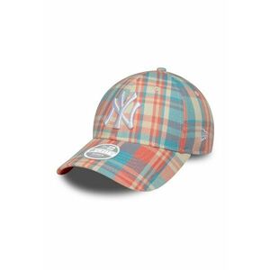 Sapca cu model in carouri si broderie logo 9FORTY® - Roz somon/Bej/Albastru imagine