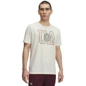Tricou din amestec de bumbac cu imprimeu logo College - Alb fildes/Bej imagine