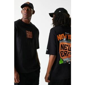 Tricou unisex cu model grafic si decolteu la baza gatului - Verde/Negru/Portocaliu imagine