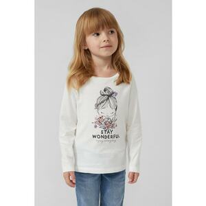 Bluza cu detalii straluciotare si imprimeu grafic - Alb/Lila imagine