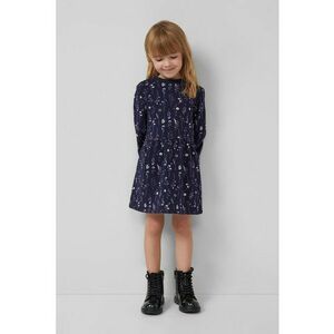 Rochie cu decolteu la baza gatului si model floral - Lila/Albastru indigo imagine