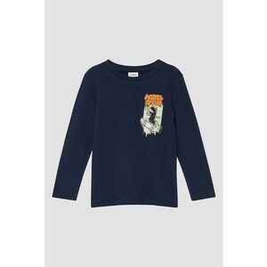 Bluza din bumbac cu imprimeu grafic pe piept - Gri cenusiu/Bleumarin imagine