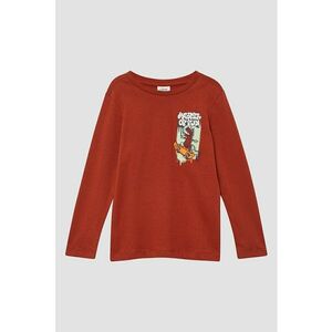 Bluza din bumbac cu imprimeu grafic pe piept - Gri cenusiu/Caramiziu imagine
