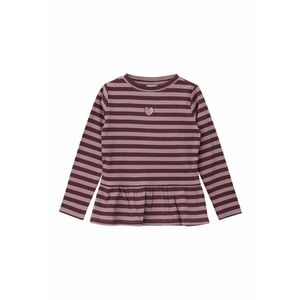 Bluza cu dungi si volan peplum - Violet tyrian/Roz prafuit imagine