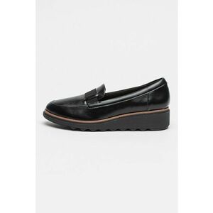 Pantofi loafer wedge din piele Sharon Pace - Negru imagine
